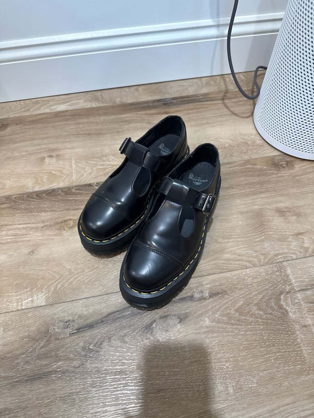 Dr. Martens Bethan Polished Smooth Leather Platform Mary Jane Shoes Black US Wom